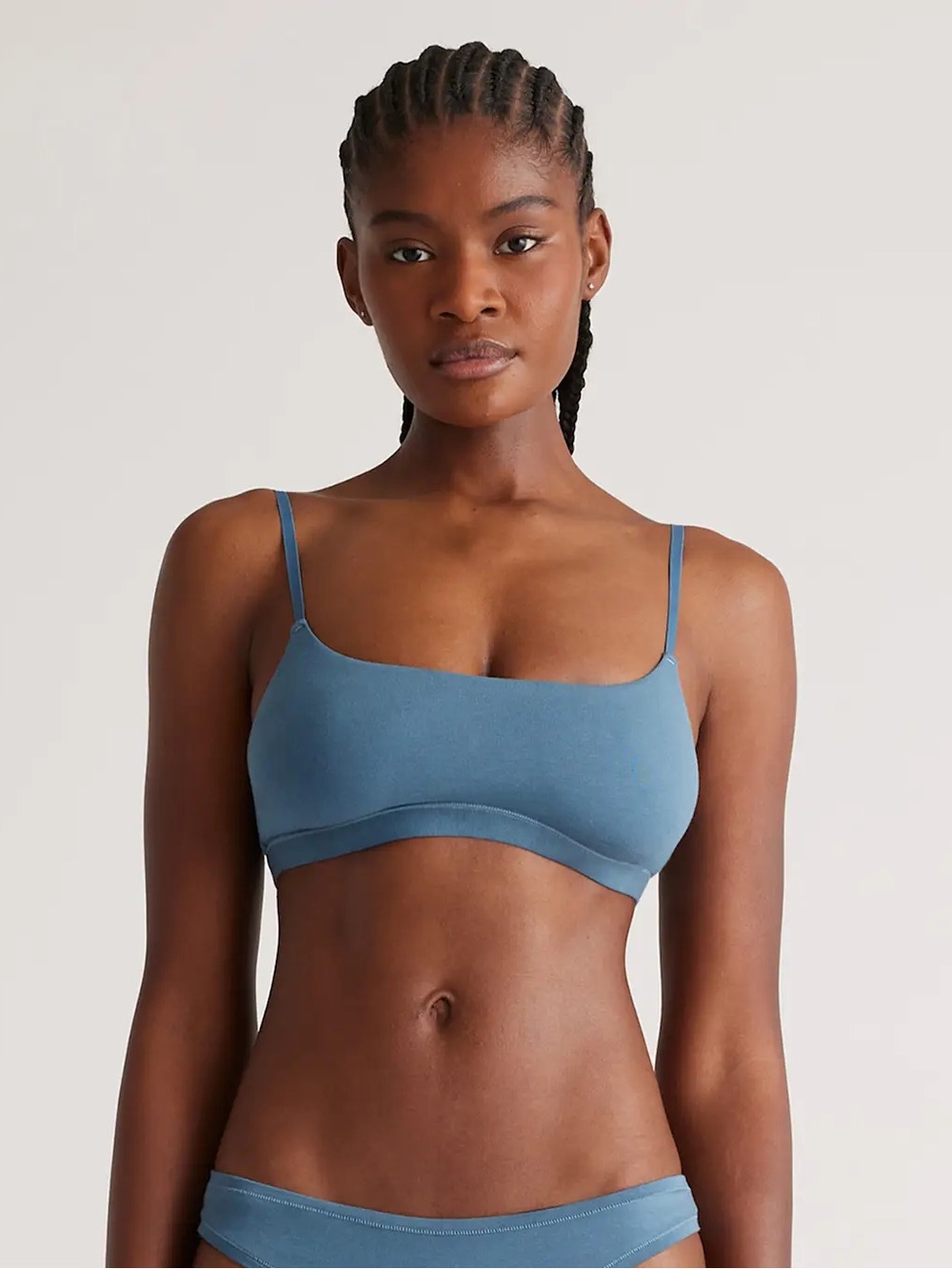 NWOT QUINCE 2 Pack Organic Cotton Scoop Bralettes XS Ocean 1029